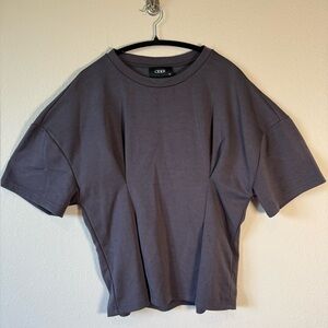 Cider Charcoal Gray Boxy Pleated Tee Size XL Relaxed Minimalist Top